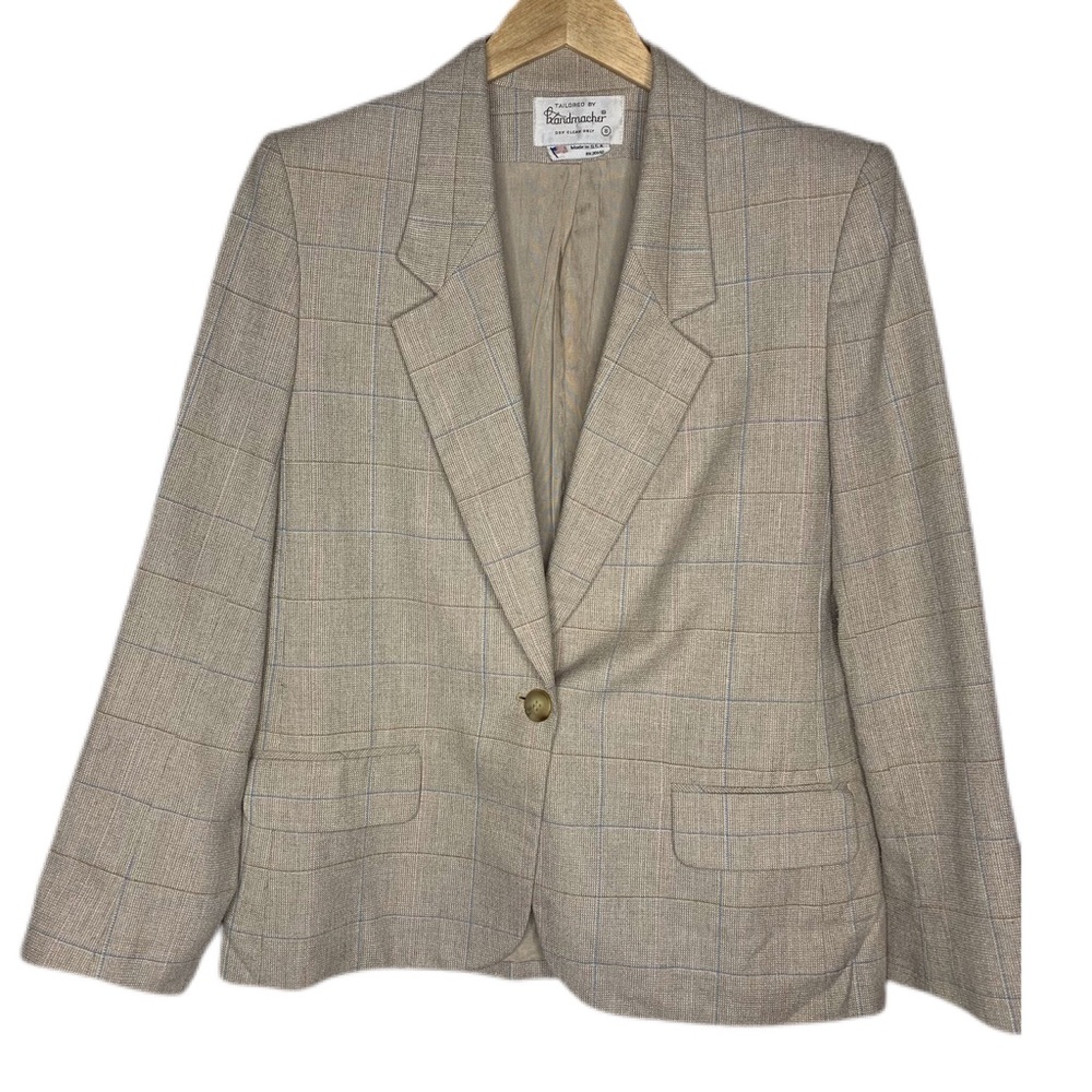 Tailored By Handmacher Windowpane Khaki Blazer